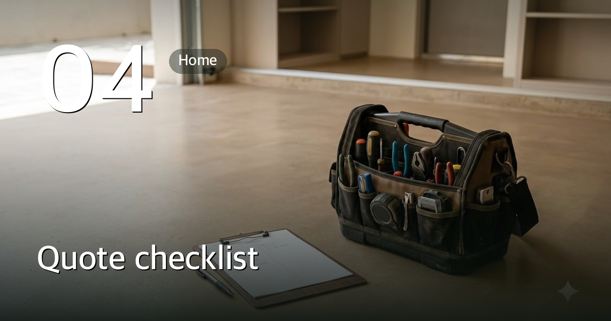 A clipboard checklist beside an installer's toolkit